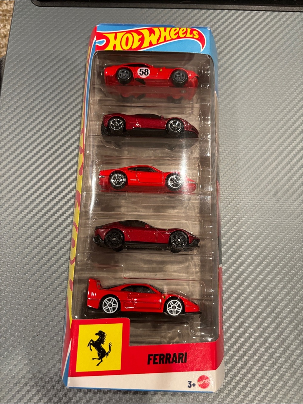 Hot Wheels Ferrari 5-Car Pack - Red Collectible Toy Cars